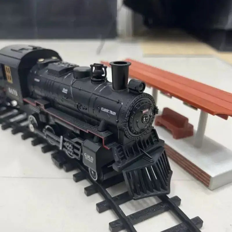 Klassische batteriebetriebene elektrische Eisenbahn Dampflokomotive Set mit Wassernachfüllung für Rauchzug Spielzeug mit Licht & Sound