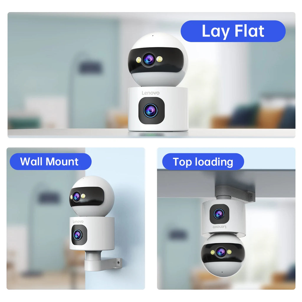 Lenovo Dual-Lens HD IP Überwachungskamera 8MP WLAN-Kamera für den Innenbereich Automatische Verfolgung Farb-Nachtsicht-CCTV Audio-Video-Überwachungskamera