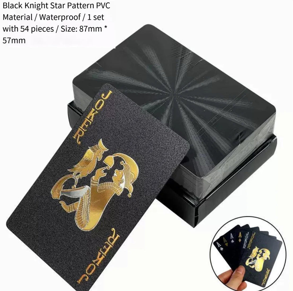 Brandneues 54-teiliges schwarz-goldenes Plastik-Spielkarten-Foliensatz Poker Magic Tool Party Tabletop Spiel