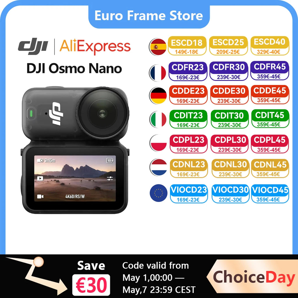 DJI Osmo Nano Bundle Standard 128G / 64GB kleine Kamera Vlog 4K/60fps & 60° Weitwinkel-Sichtfeld völlig neuartiger 1/1.3" Sensor dual DJI Mikrofone
