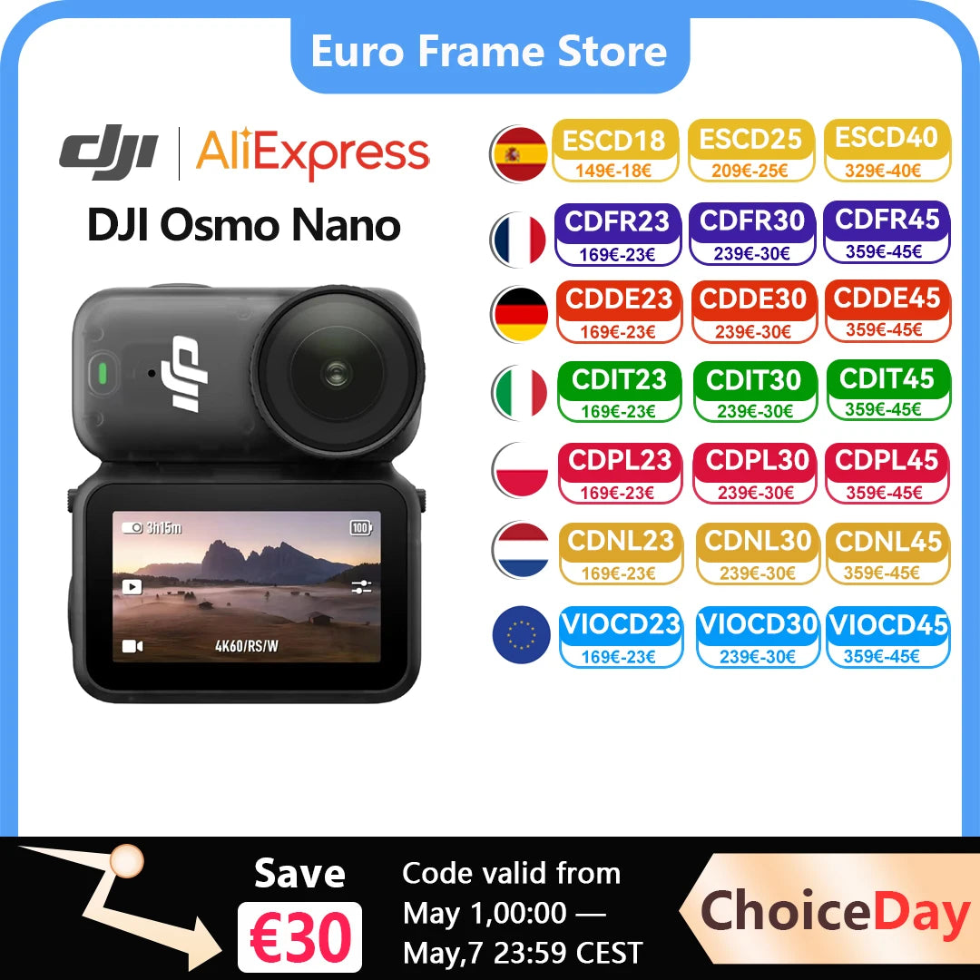 DJI Osmo Nano Bundle Standard 128G / 64GB kleine Kamera Vlog 4K/60fps & 60° Weitwinkel-Sichtfeld völlig neuartiger 1/1.3" Sensor dual DJI Mikrofone