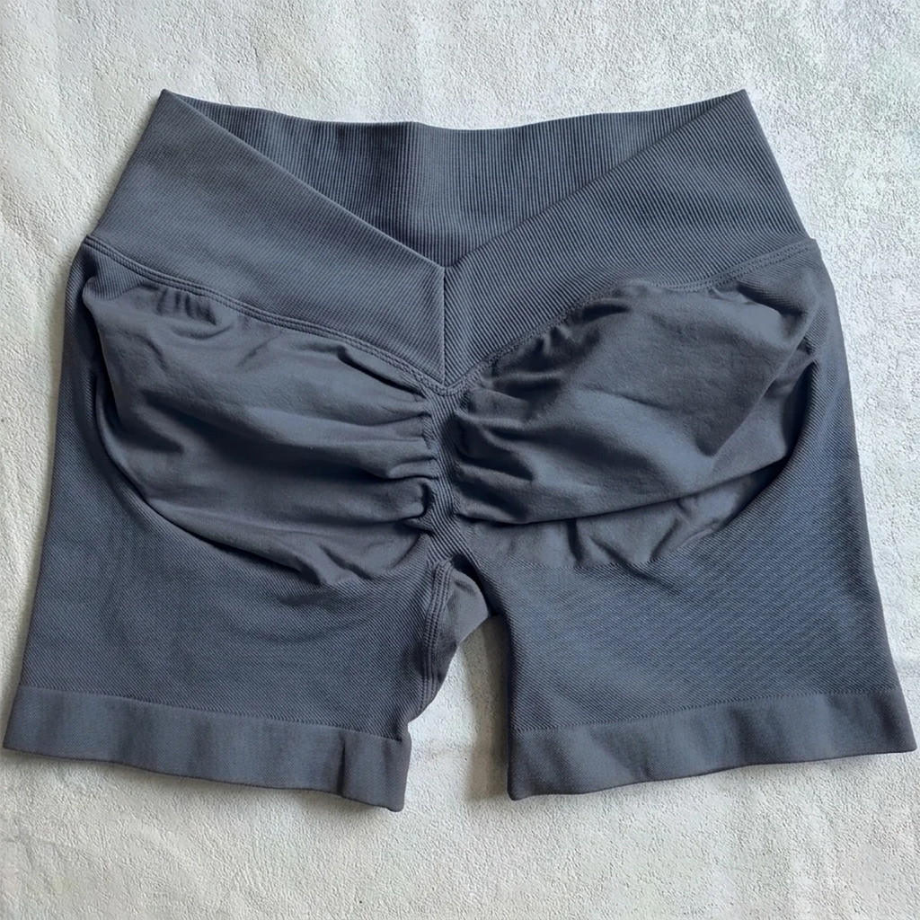 Damen Scrunch Shorts nahtlos V-Rücken Scrunch Booty Shorts Fitness Workout Laufen Yoga Gym Shorts