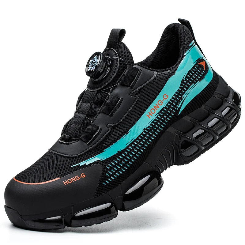Herren Arbeitsschuhe Drehverschluss-Arbeitssneaker Schutzschuhe Industrie-Sicherheitsschuhe Durchtrittsicher Anti-Smash Stahlkappen-Schuhe