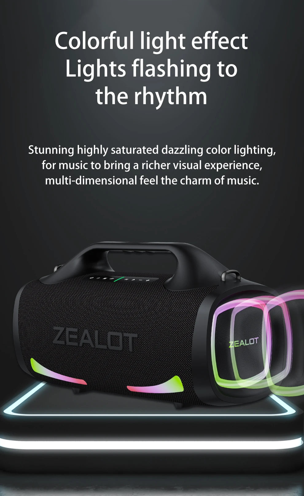 ZEALOT S79 Bluetooth-Lautsprecher 100W Tragbarer Subwoofer HiFi Dual Pairing Schnellladung 24000mAh Akku