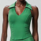 Ärmelloses Fitness-Yoga-Shirt Damen Sommer Slim Fit V-Ausschnitt Gym Lauftop Atmungsaktive Schnelltrocknende Sportbekleidung Workout Kleidung