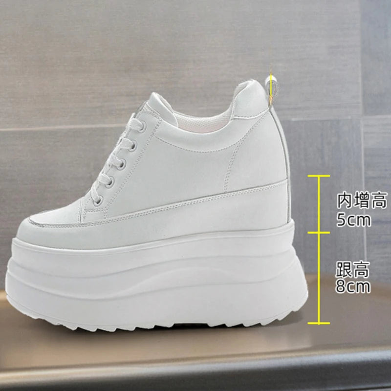 Fujin 13cm 2025 Echtes Leder Plateau Keilabsatz Flats Schuhe Chunky Sneaker Lässige Bequeme Hochwertige Herbst Spaziergangsschuhe