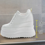 Fujin 13cm 2025 Echtes Leder Plateau Keilabsatz Flats Schuhe Chunky Sneaker Lässige Bequeme Hochwertige Herbst Spaziergangsschuhe