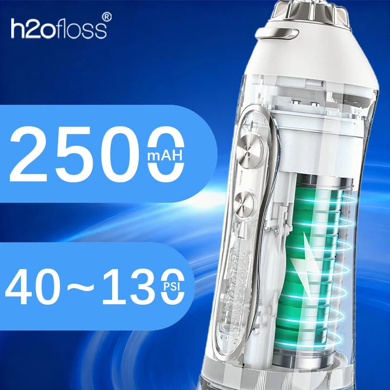 H2ofloss kabellose Munddusche 140 PSI, 5 Modi, 5 Aufsätze, 300 ml, 2500 mAh, USB wiederaufladbar, tragbarer Mundduscher zur Zahnreinigung Zweitbild