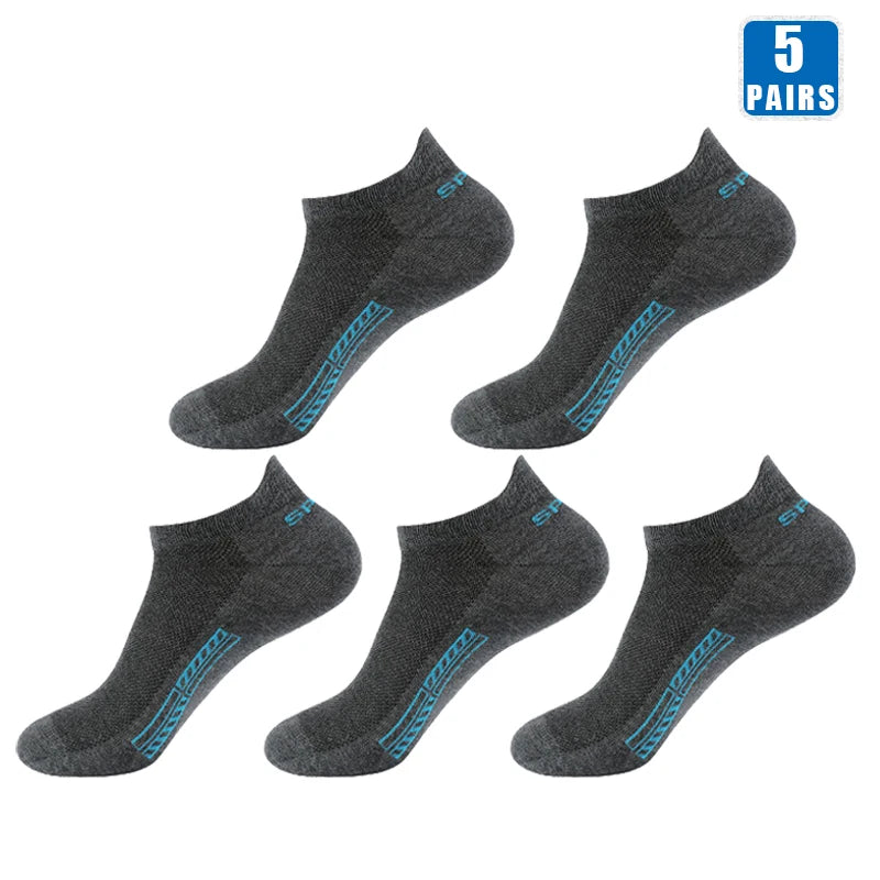 5 Paar kurze Baumwollsocken für Herren, hochwertige, tief geschnittene Crew-Socken für Damen, Knöchelsocken für Sport, atmungsaktives Mesh für den Sommer, lässige, weiche Herrensocken