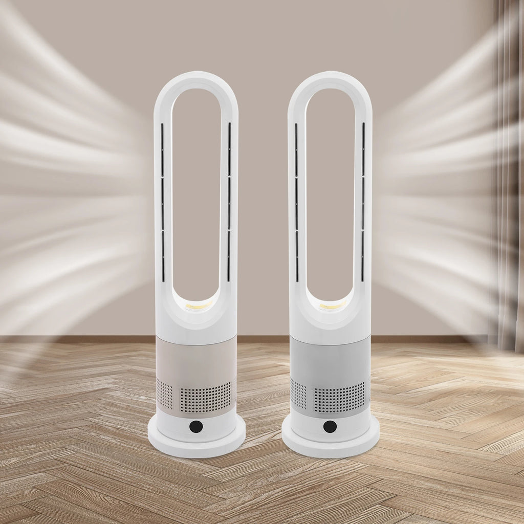 Blattloser Ventilator zum Kühlen und Heizen 220 V mit Timer, Fernbedienung, 8 Windstärken, leise, für Zuhause, Klimaanlage, Heizung, LED-Anzeige