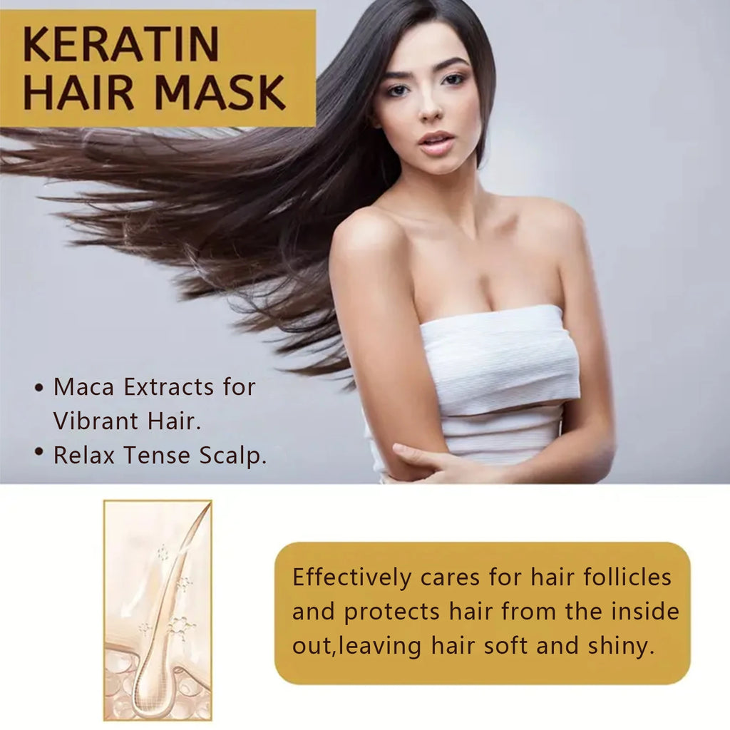 Magische Keratin-Haarmaske 5 Sekunden schnelle Reparatur geschädigtes krauses Haar weich glänzend glättend tief feuchtigkeitsspendende Haarpflege