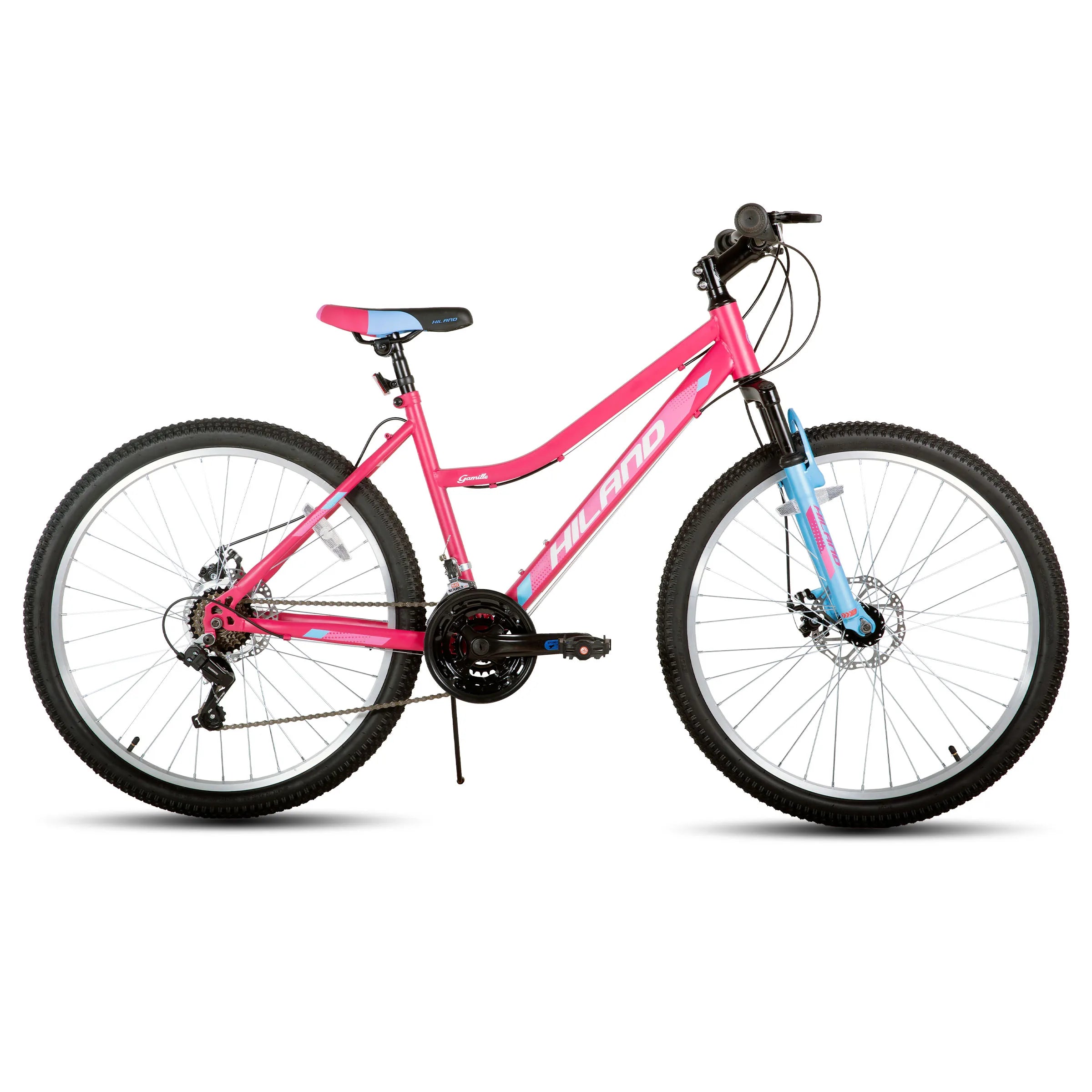 Hiland 26 Zoll Damen Mountainbike, 18-Gang mit Federgabel, doppelten mechanischen Scheibenbremsen, Aluminiumrahmen MTB
