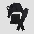 WAREBALL 2/3/4-teiliges Nahtloses Yoga-Set Sportkleidung Yoga-Anzüge für Frauen Fitness-Set Trainingsanzüge Sport-BH Gym Leggings