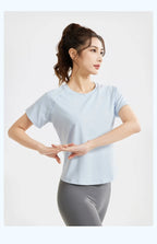 STOUREG Damen Lockeres Mesh Sport T-Shirt Schnell Trocknend Kurzarm Yoga T-Shirt Pilates Laufen Sport Fitness Kurzarm