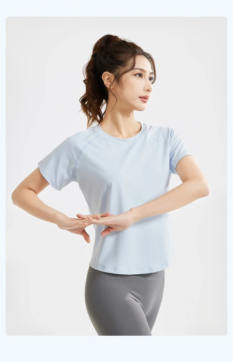 STOUREG Damen Lockeres Mesh Sport T-Shirt Schnell Trocknend Kurzarm Yoga T-Shirt Pilates Laufen Sport Fitness Kurzarm