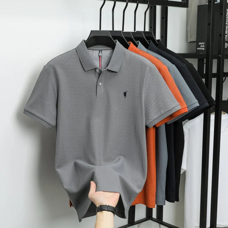 Polo-Shirt aus 100 % reiner Baumwolle, Kurzarm, High-End-Luxusmarke, Mode, Paul Pony Stickerei, Golf, Business Casual Herren T-Shirt