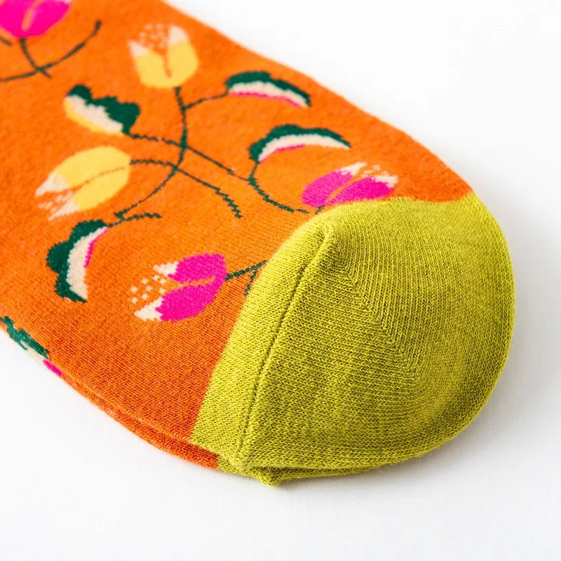 1 Paar Damensocken Cartoon Hund Krake Blume Pflanze Kawaii Lustige Freizeit Damen Baumwollsocken Strümpfe Streetwear Harajuku Crew Socken