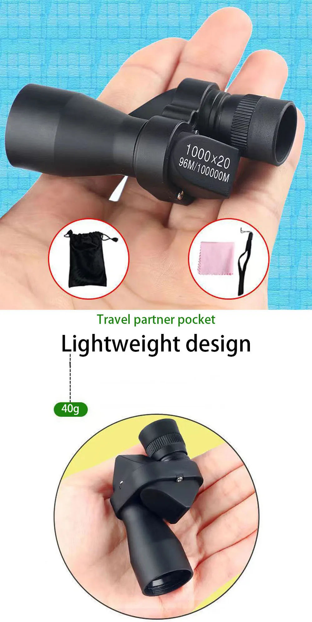 Tragbares HD Mini Monokular-Teleskop Hohe Vergrößerung Zoom Outdoor-Fischteleskop für Jagd Camping Bergsteigen