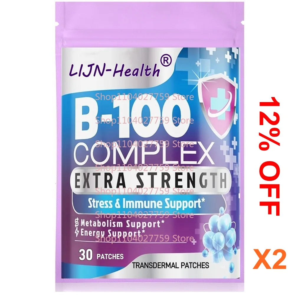30 Patches Vitamin B Komplex Transdermal-Pflaster Alle B-Vitamine Folsäure, Vitamin C Unterstützung für Immunsystem, Energie & Stoffwechsel