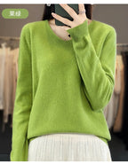 Damen 100% Merinowolle Pullover V-Ausschnitt Basic Pulli Herbst Winter Kaschmir Kleidung Langarm Weiche Strickware Oberteile Unifarben