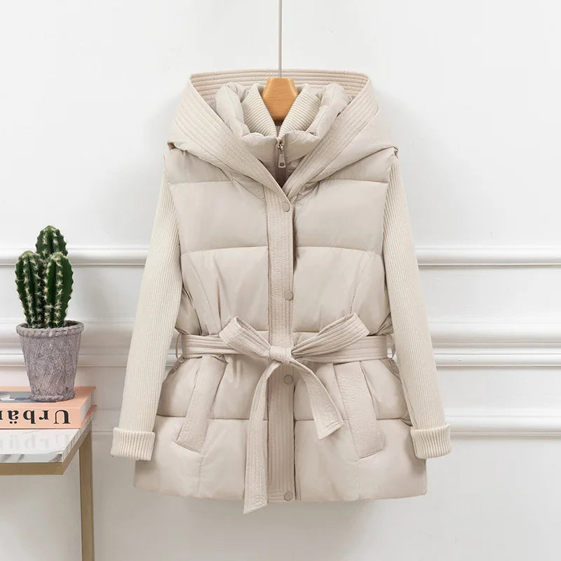 Damen gesteppte Pufferweste, dick, warm, Winter, Kapuzenmantel, einfarbig, ärmellose, gepolsterte Oberbekleidung, kurzer Mantel mit Knopfleiste und Reißverschluss