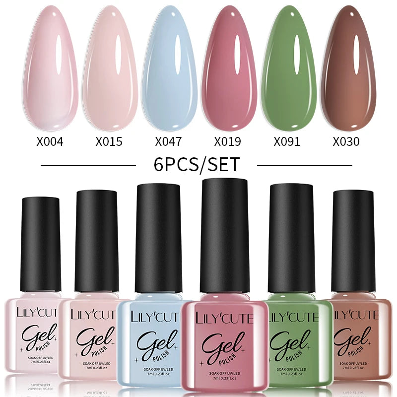 LILYCUTE Nagelgel-Politur-Set, Rosa Grün, Frühling, DIY-Nagelkunst-Design, lang anhaltend, Soak Off UV Gel, Maniküre, Malgel, Vernis-Kit