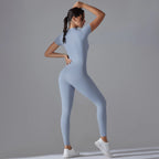 Ärmelloser Yoga-Jumpsuit mit Reißverschluss, schnelltrocknender, atmungsaktiver, figurbetonter Outdoor-Sport-Jumpsuit, Fitnessanzug