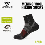 WRELS 1/2/3 Paar Merinowollsocken Wander-Laufsocken Atmungsaktiv Gepolstert Schweißableitend Warm Thermisch Kompressions-Wollsocken