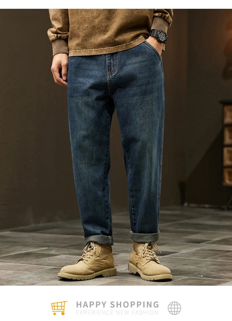 Men's 95% Cotton Jeans High Quality Loose Harem Pants Fashion Baggy Casual Outdoor Baggy Work Denim Pants Brand Men's Clothing