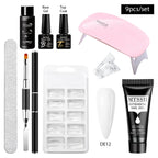 24-teiliges Set 20ml Poly Nail Extension Gel Kit Mini-UV-Lampe Versiegelung mit Basislack Überlack Professionelles Poly-UV-Nagelgel-Kit Starter-Kit
