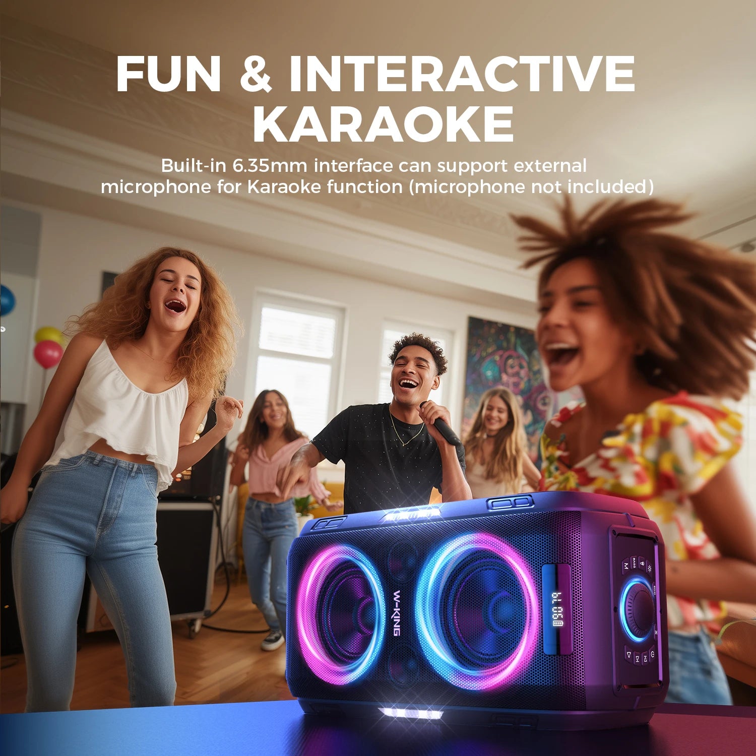 W-KING 250W PEAK Großer Bluetooth Lautsprecher Lauteste/Massive 120dB/12 Custom Bass, V5.3 Big Party Boombox Tragbarer Kabelloser Lautsprecher