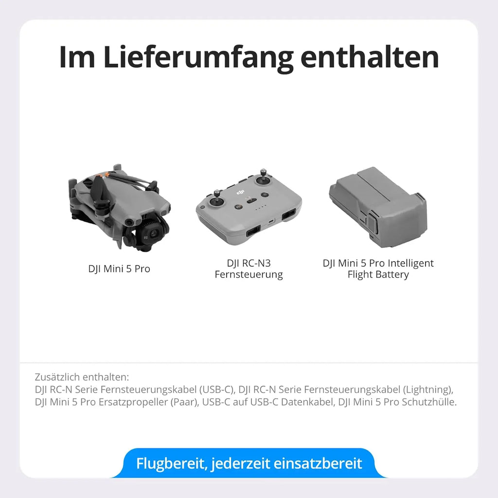 DJI Mini 5 Pro Ultraleichte & Faltbare Drohne 4K/60fps HDR-Videokamera-Drohne Unter 250g Erweiterte Akkulaufzeit