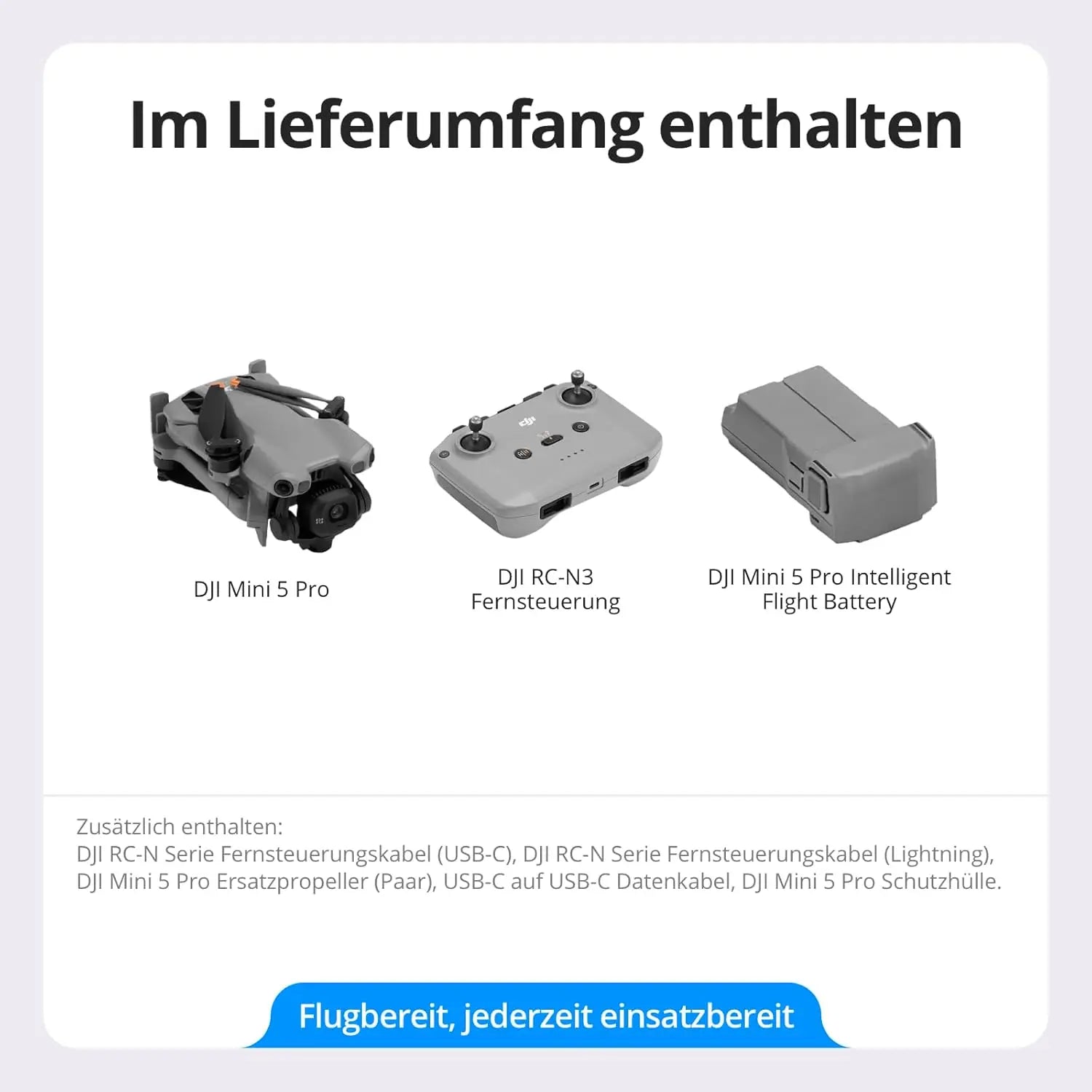 DJI Mini 5 Pro Ultraleichte & Faltbare Drohne 4K/60fps HDR-Videokamera-Drohne Unter 250g Erweiterte Akkulaufzeit