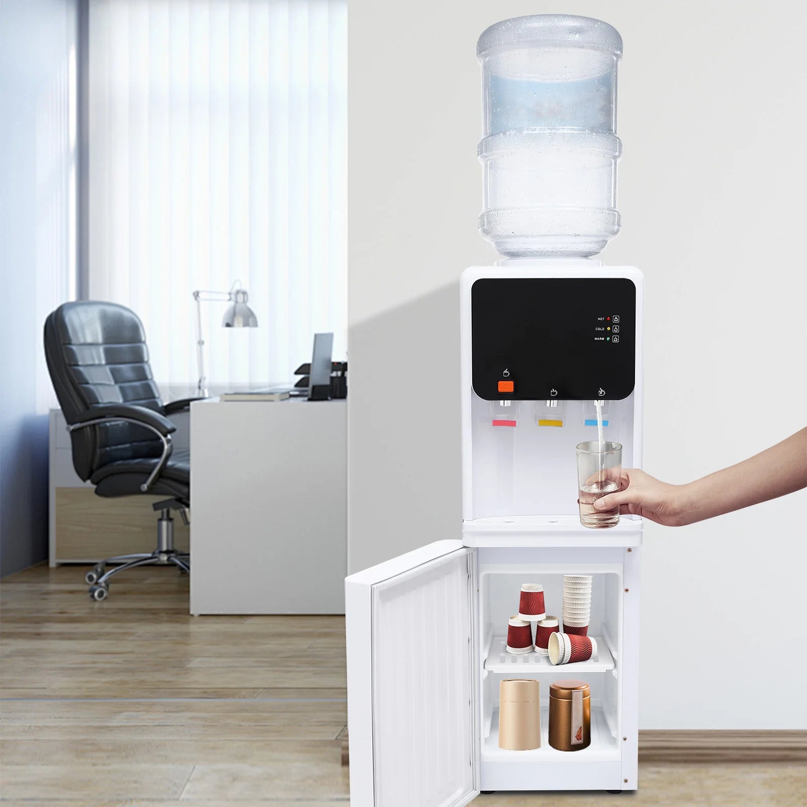 Heiß- und Kaltwasserspender 500W Schnellheizung 75W Kühlung ABS Edelstahl Zuhause Büro Elektrischer Wasserkühler mit Kindersicherung