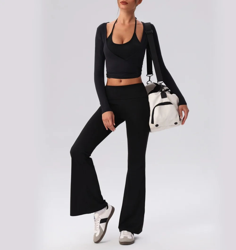 Yoga Sportshirt Blusen Pilates Crop Top Fitness Damen Langarm T-Shirt Oberteile Sweatshirt Sportbekleidung Damen Gym Yoga Kleidung