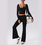Yoga Sportshirt Blusen Pilates Crop Top Fitness Damen Langarm T-Shirt Oberteile Sweatshirt Sportbekleidung Damen Gym Yoga Kleidung