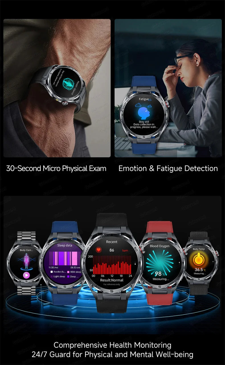 EKG High-End Gesundheits-Smartwatch Herren Blutdruck Lipide Blutsauerstoff Körperanalyse Harnsäure Gesundheitstracker Smartwatch Herren Damen