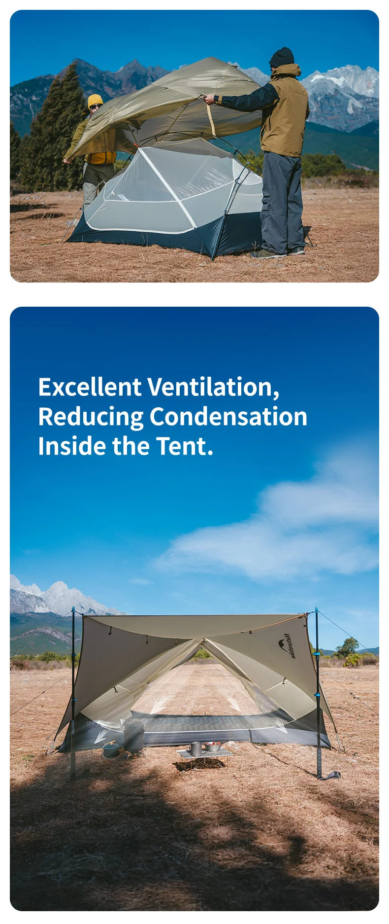 Naturehike Mongar UL 2 Zelt 2 Personen Trekkingzelt 20D Ultraleichtes Reisezelt Wasserdichtes Wanderzelt Überlebenszelt Outdoor Camping Zelt