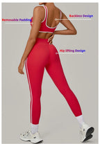 2PCS Damen Yoga-Set Hohe Taille Peach Hip Herausnehmbare Polsterung Sport-BH Hose Fitnessanzug Laufen Workout Gym Leggings Yoga-Set