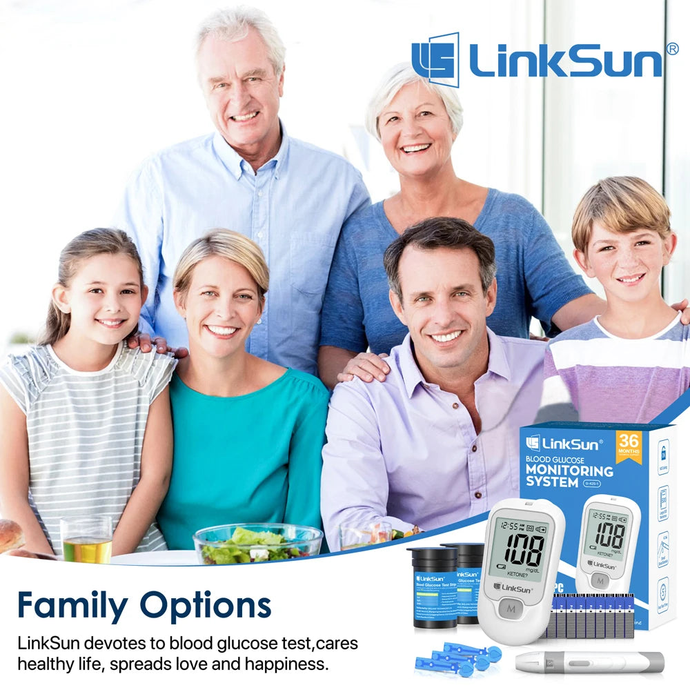LinkSun G-425-1 Blutzuckermessgerät-Kit 50/100 Stück Teststreifen Lanzetten für Diabetes-Monitor Digitales Glukometer Blutzuckermessgerät