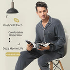 Herren Pyjama Set weiter Schnitt Weiche Lyocell-Baumwollmischung Schlafanzug Atmungsaktive Homewear Gemütlicher bequemer Pyjama