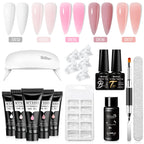 24-teiliges Set 20ml Poly Nail Extension Gel Kit Mini-UV-Lampe Versiegelung mit Basislack Überlack Professionelles Poly-UV-Nagelgel-Kit Starter-Kit