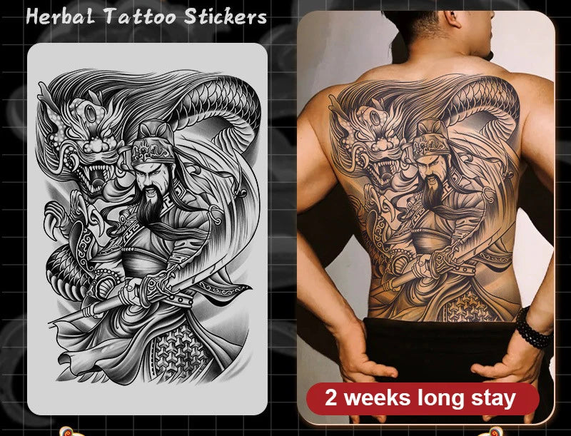 Magic Juice Tinte Wasserdichte Tattoo Aufkleber Große Größe Kräutersaft Temporäre Tattoos Männer Body Art Drache Tiger