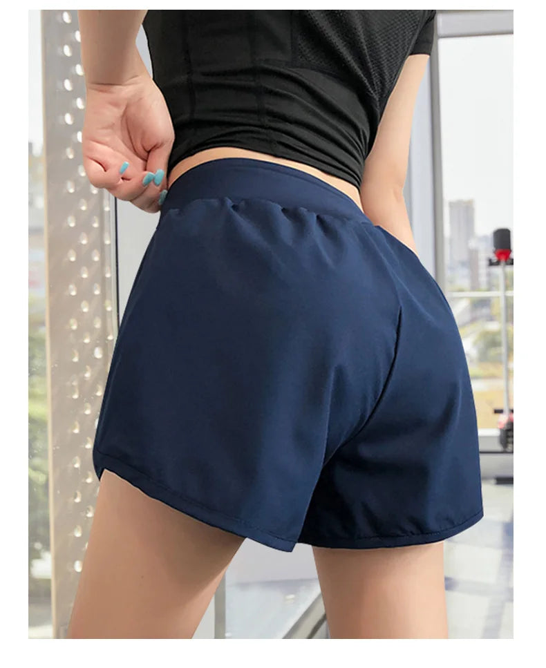 Damen Freizeit Sport Anti-Exposition Falsche Zweiteilige Abnehmende Sport Fitness Nackt Yoga Atmungsaktive Shorts