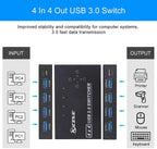 MZX 4x4 USB 3.0 Switch Wahlschalter KVM Switcher Hub 3 0 Kabel PC Laptop Computer USB-Geräte Tastatur Maus Drucker KVM-Switch teilen