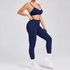 Nahtlose Yoga-Sets Sport-Fitness Hochbund-Hüfthebe-Formhose Rückenfreier BH-Anzug Workout-Gym-Leggings-Sets für Damen