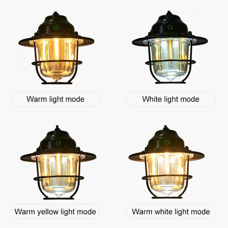 Tragbare Campinglaternen Retro Hängezeltlampe Wasserdichte Dimmbare Campinglampe 1200mAh für Wandern Angeln Notfalllaterne