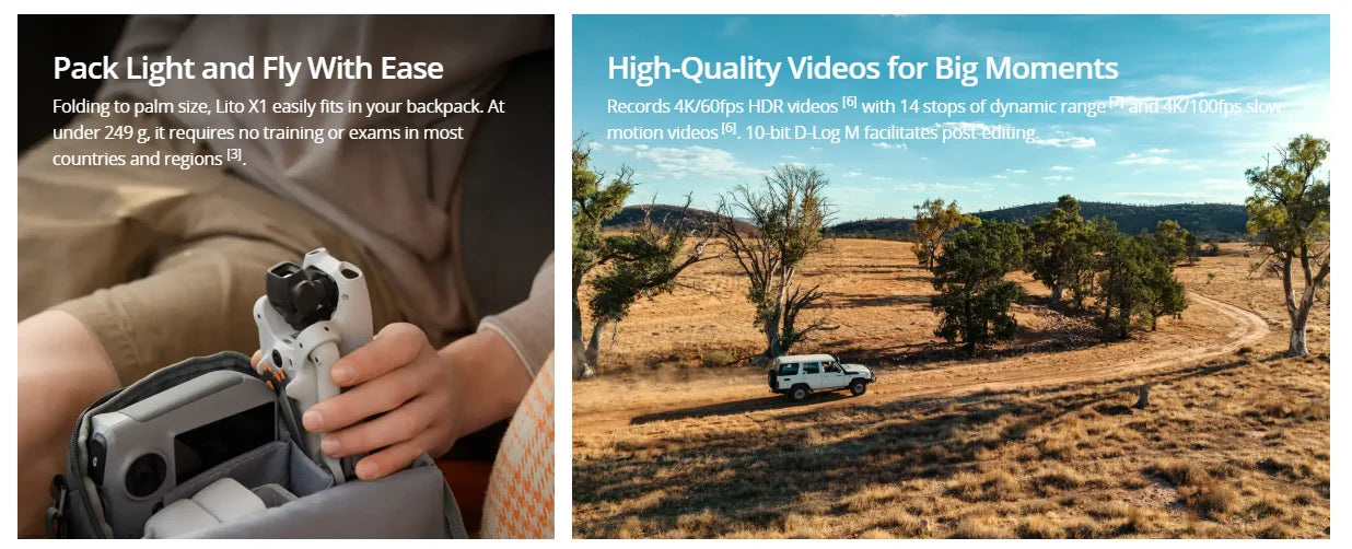 DJI Lito X1 faltbare, leichte 4K Drohne mit Hinderniserkennung ActiveTrack 1/1.3 Zoll Sensor 15km Übertragung für Anfänger C0