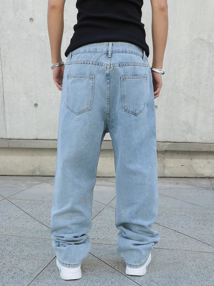 Frühling Herbst Herren Baggy Jeans Oversize Straight Loose Lässige Denim Hose Unifarben Streetwear Fashion Y2k Weite Hosen