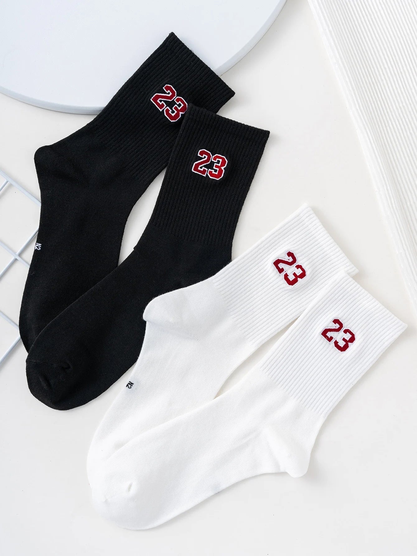 Herren-Crew-Socken, klassisch, Design mit Nummer 23, bequem, atmungsaktiv, feuchtigkeitsableitend